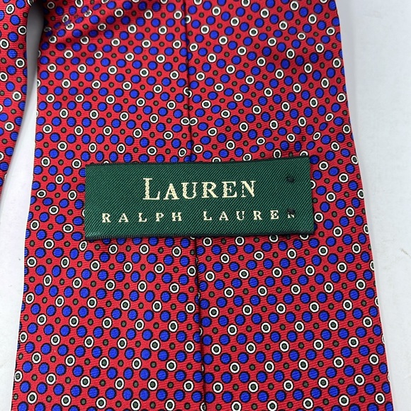 LAUREN RALPH LAUREN SILK TIE RED WHITE BLUE AND GREEN MADE IN USA - Picture 7 of 9